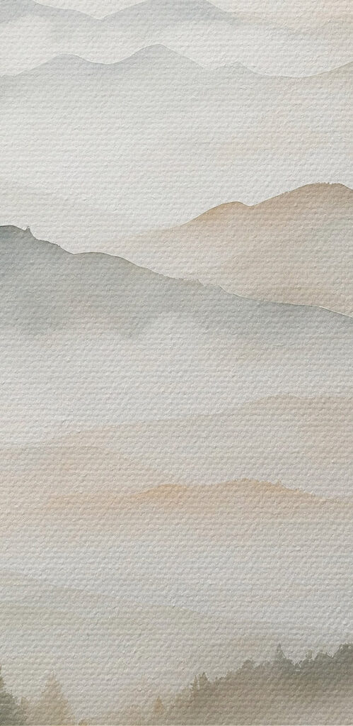 Watercolor painting of mountains and trees Watercolor painting of mountains and trees