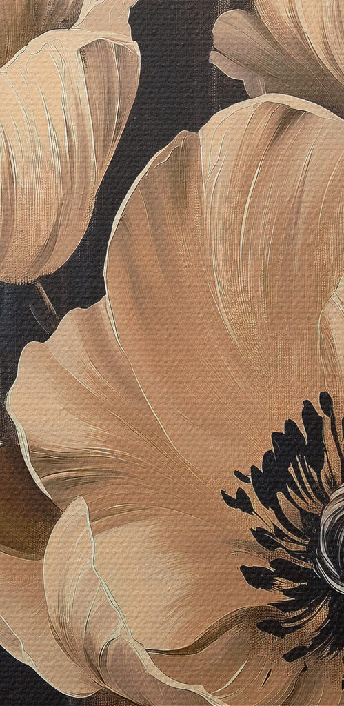 Painting of flowers on a black background Painting of flowers on a black background
