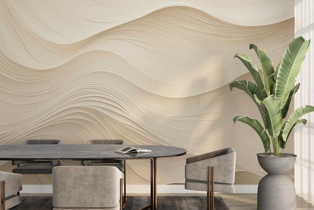 White wavy lines on a white surface