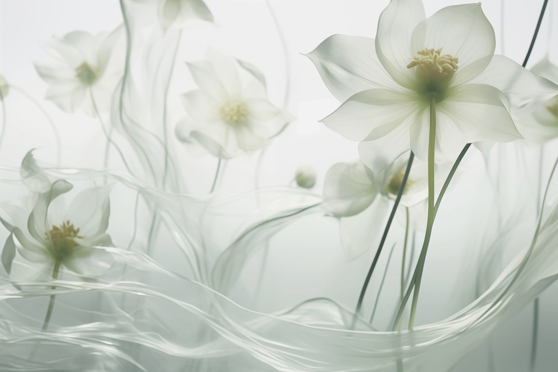 White flowers with long stems and stems White flowers with long stems and stems