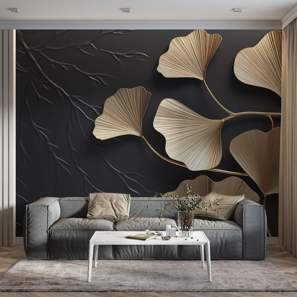 Elegant leaves against a dark backdrop Elegant leaves against a dark backdrop