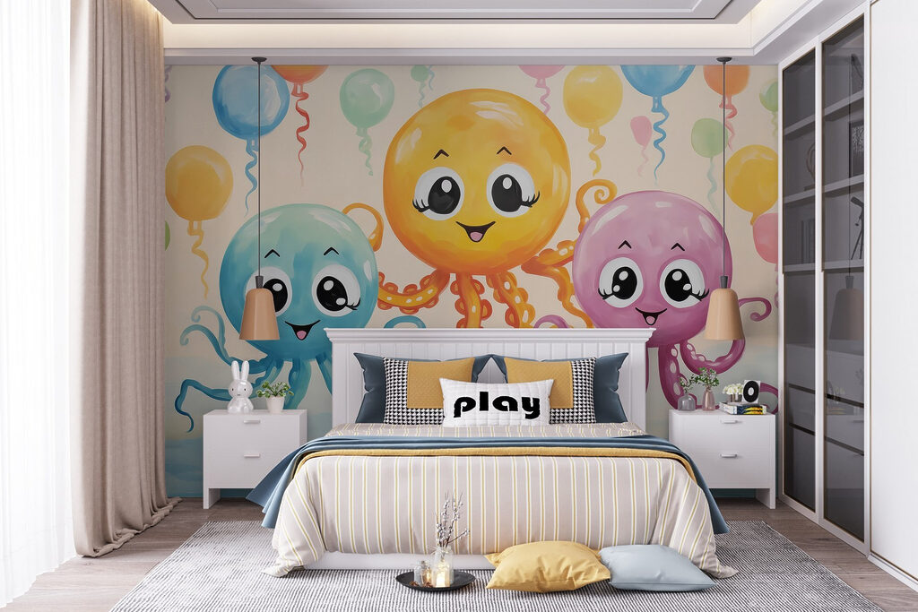 Group of octopuses with balloons Group of octopuses with balloons