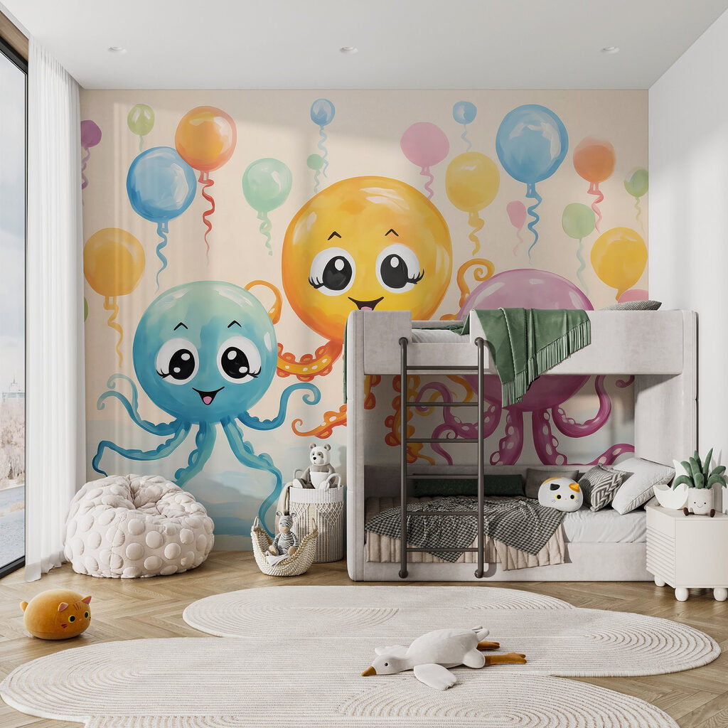 Group of octopuses with balloons Group of octopuses with balloons