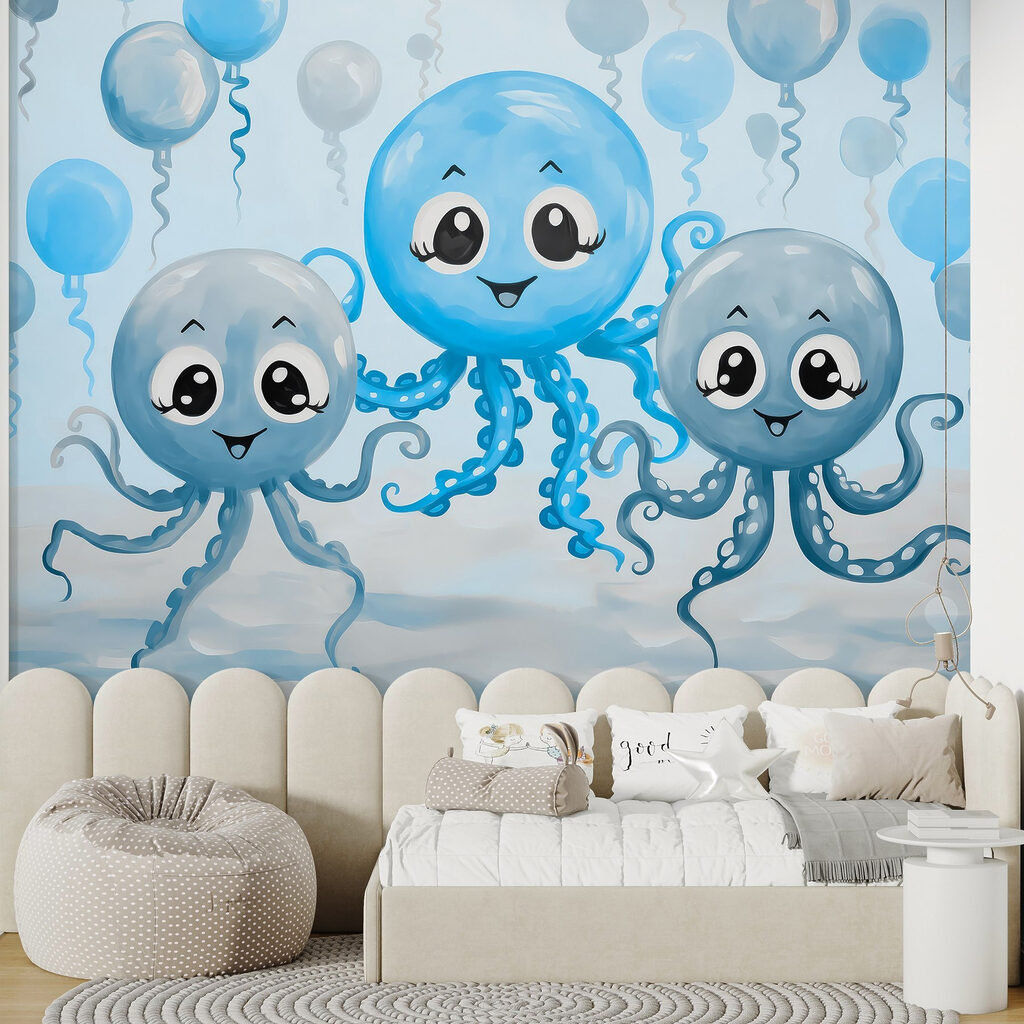 Group of octopuses with balloons Group of octopuses with balloons