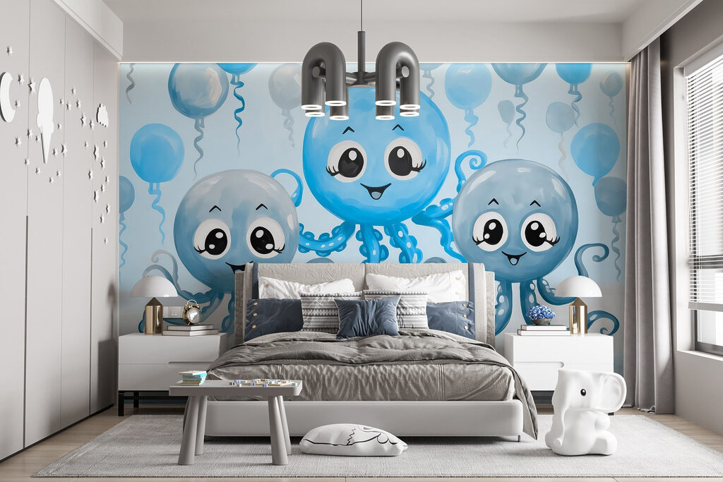 Group of octopuses with balloons Group of octopuses with balloons