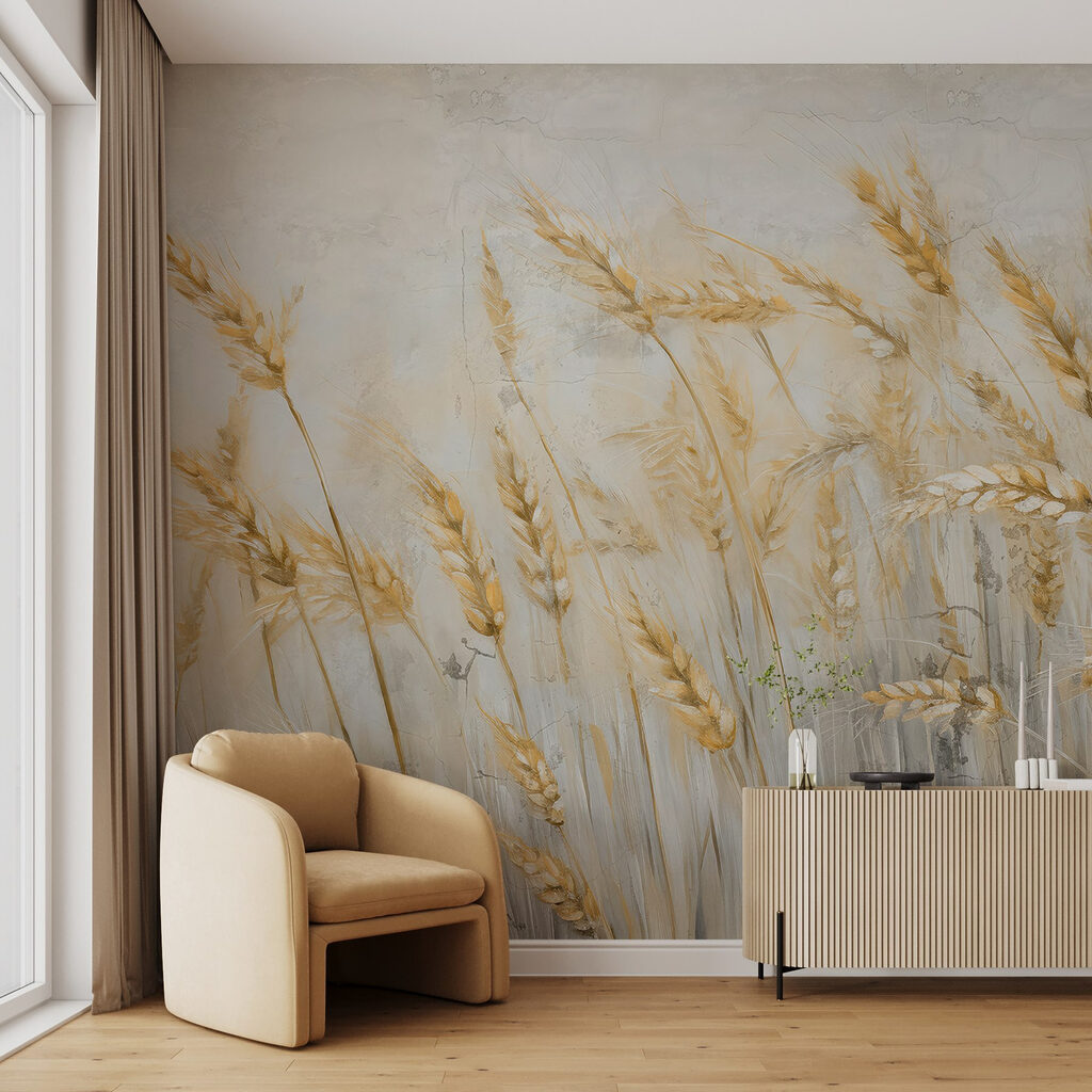 Painting of wheat in a field Painting of wheat in a field