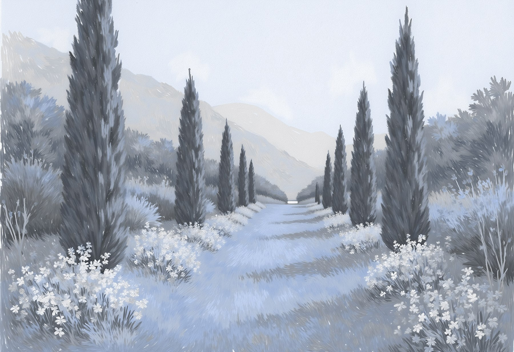 Landscape with trees and flowers Landscape with trees and flowers