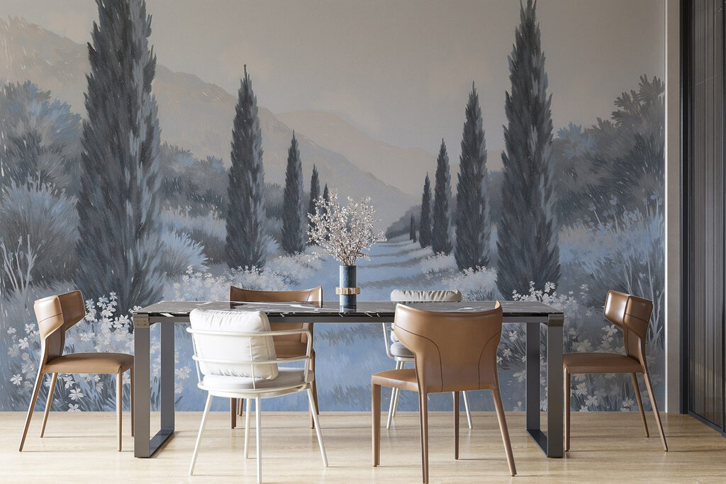 Landscape with trees and flowers Landscape with trees and flowers