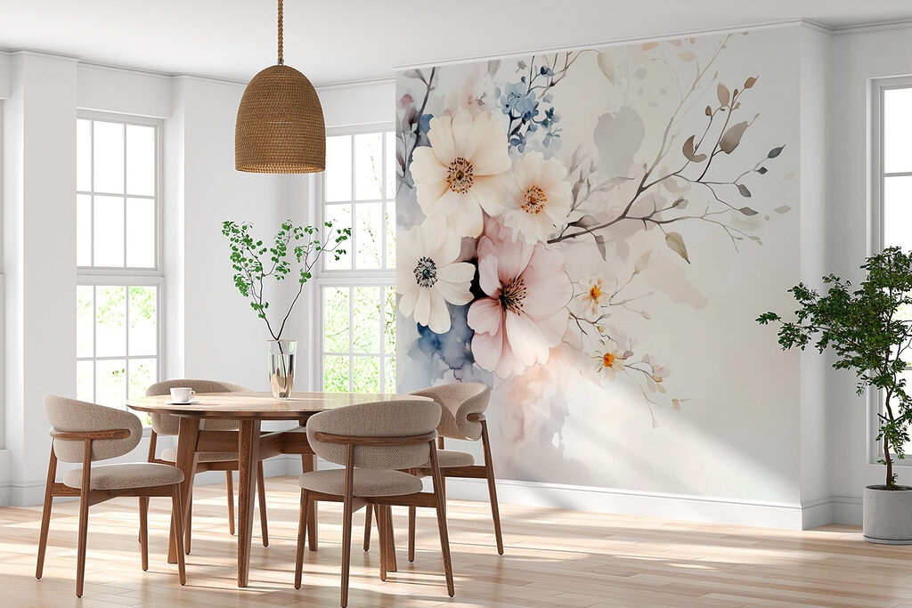 Painting of flowers on a white background
