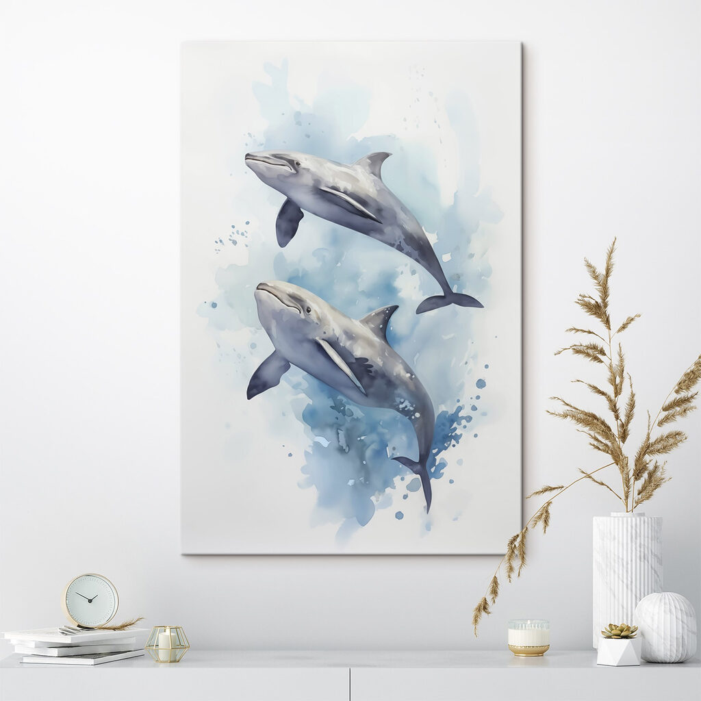 Two dolphins swimming in the water Two dolphins swimming in the water