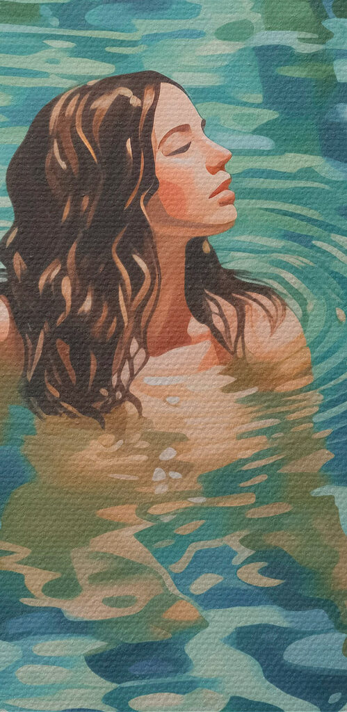 Woman in a pool surrounded by plants Woman in a pool surrounded by plants