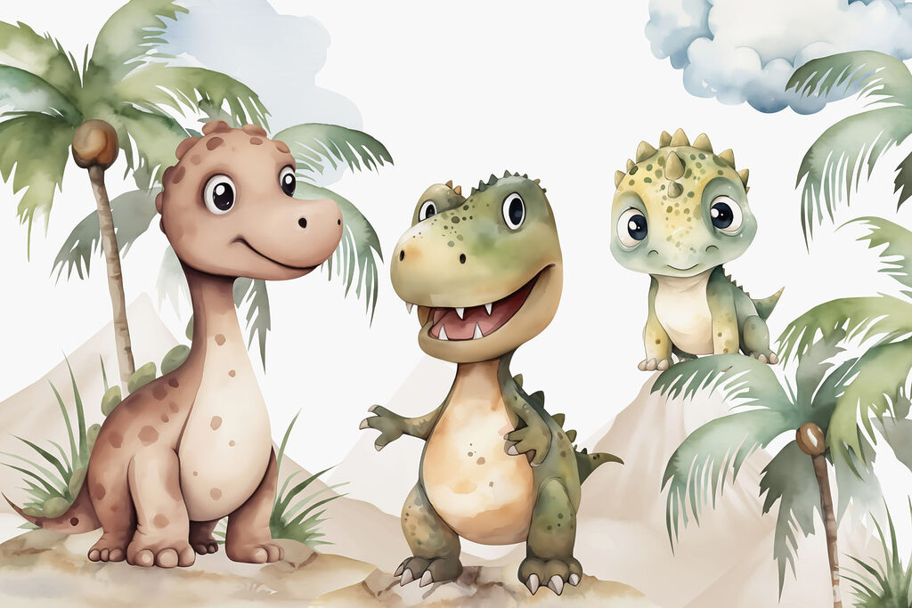 Skupina dinosaurov stojacich na skalách Skupina dinosaurov stojacich na skalách