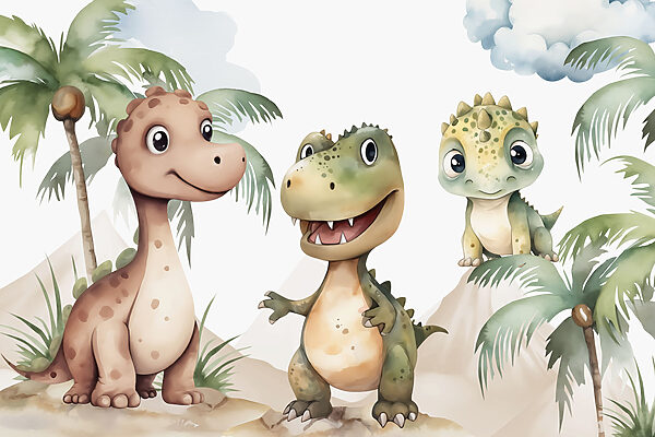 Skupina dinosaurov stojacich na skalách Skupina dinosaurov stojacich na skalách
