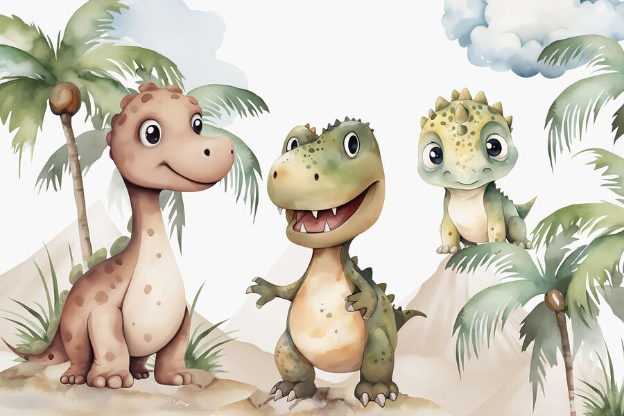 Skupina dinosaurov stojacich na skalách