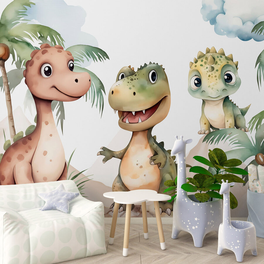 Skupina dinosaurov stojacich na skalách