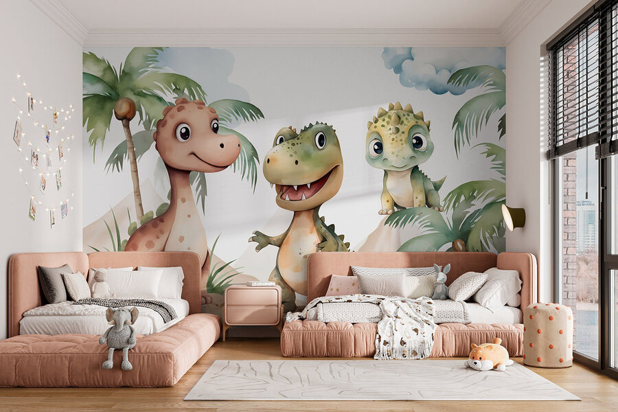 Skupina dinosaurov stojacich na skalách
