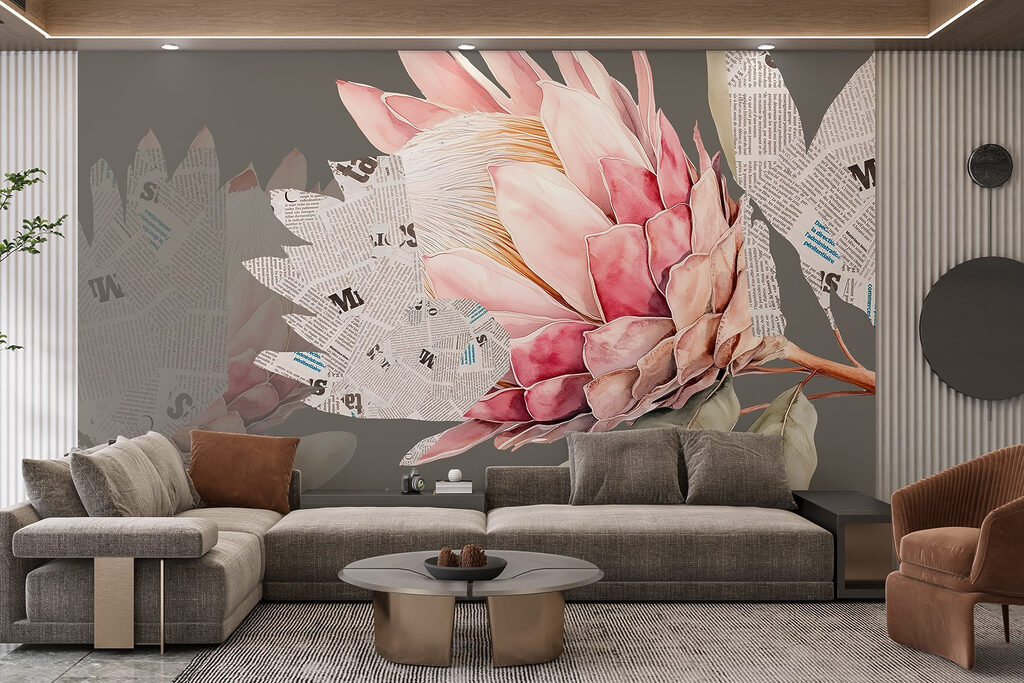 Flower with leaves and a newspaper Flower with leaves and a newspaper