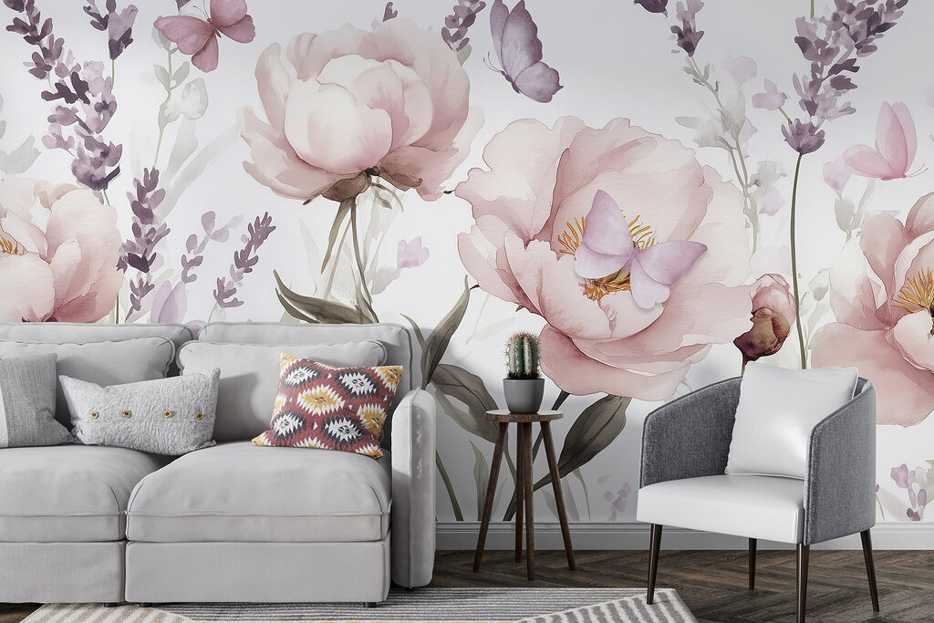 Painting of flowers and butterflies Painting of flowers and butterflies