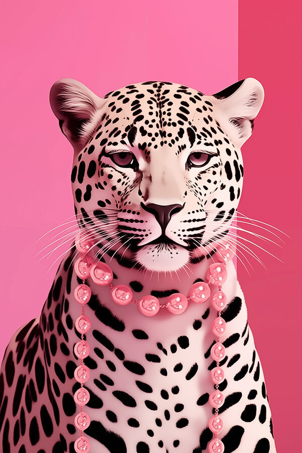 Leopard with a necklace