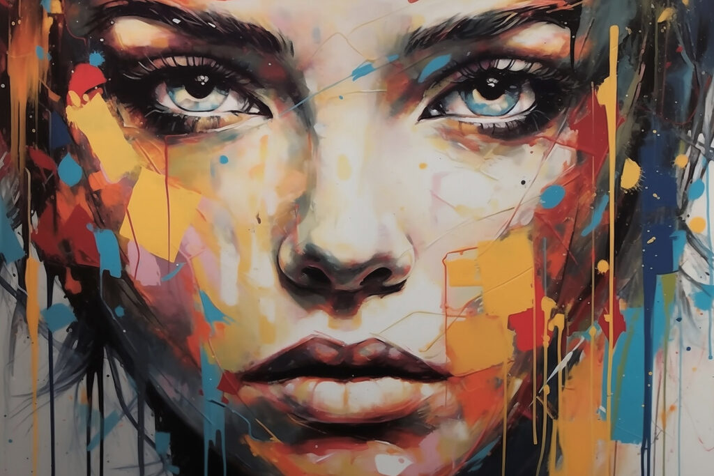 Painting of a woman's face Painting of a woman's face