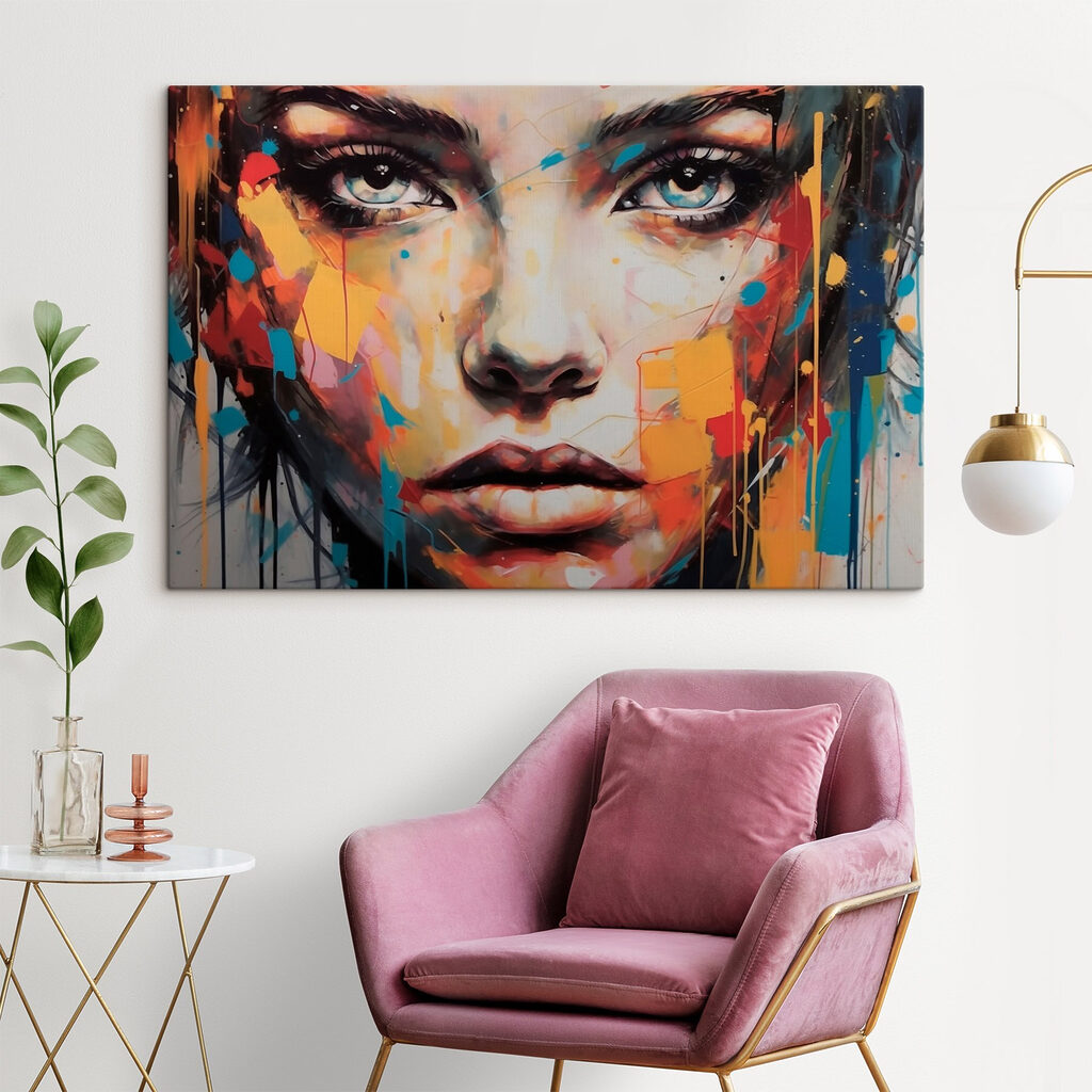 Painting of a woman's face Painting of a woman's face