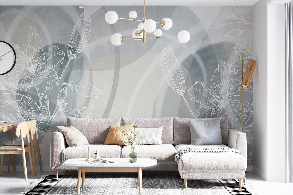 White flowers on a grey background White flowers on a grey background