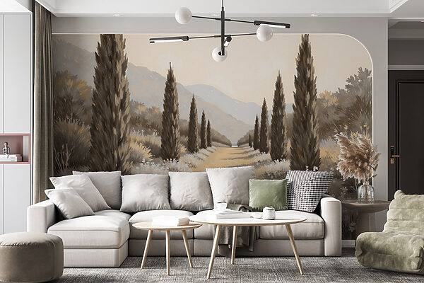 Landscape with trees and flowers Landscape with trees and flowers