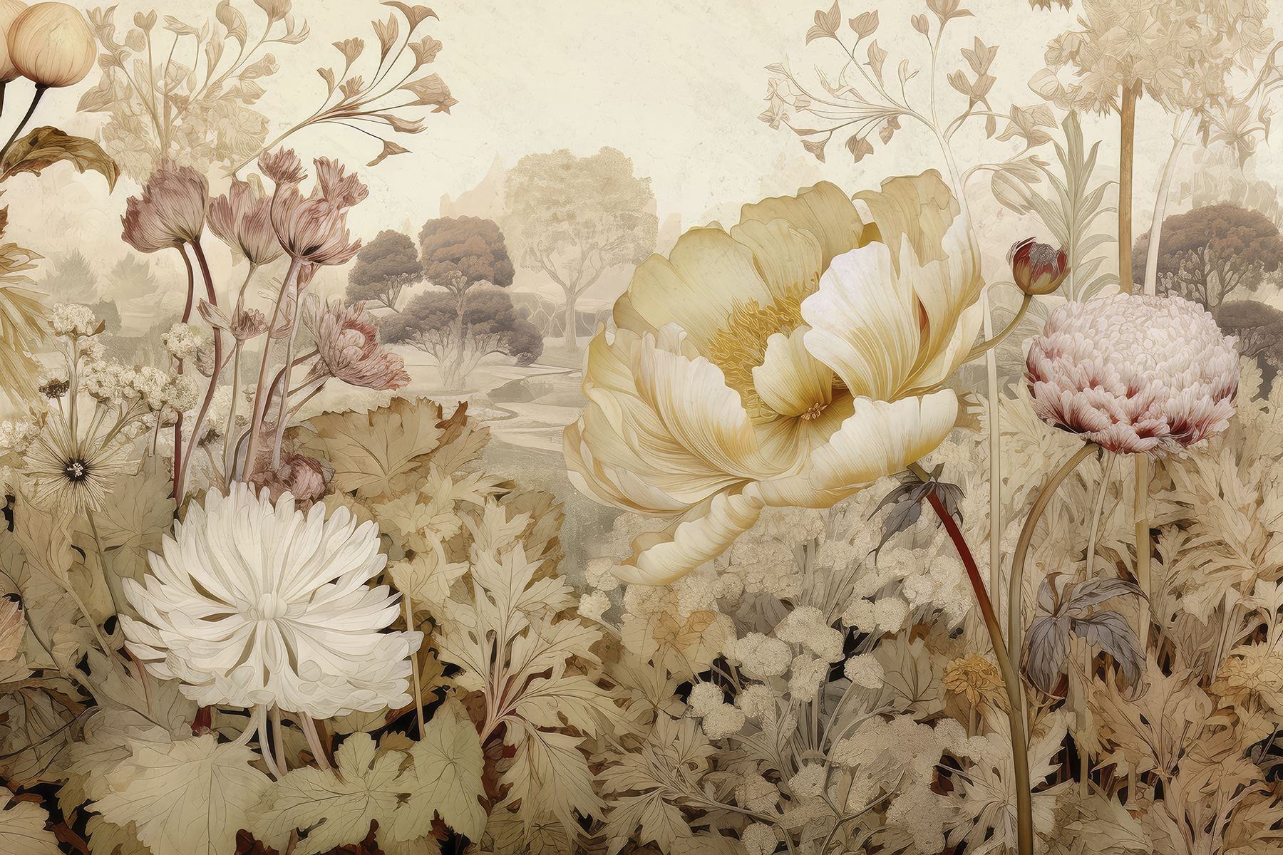 Delicate blooms in muted tones