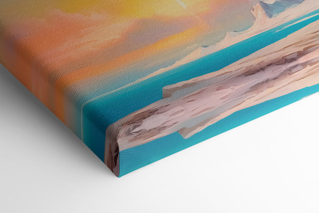 Painting of a mountain and water Painting of a mountain and water