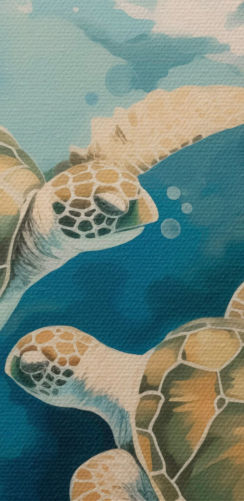 Couple of turtles swimming in water Couple of turtles swimming in water