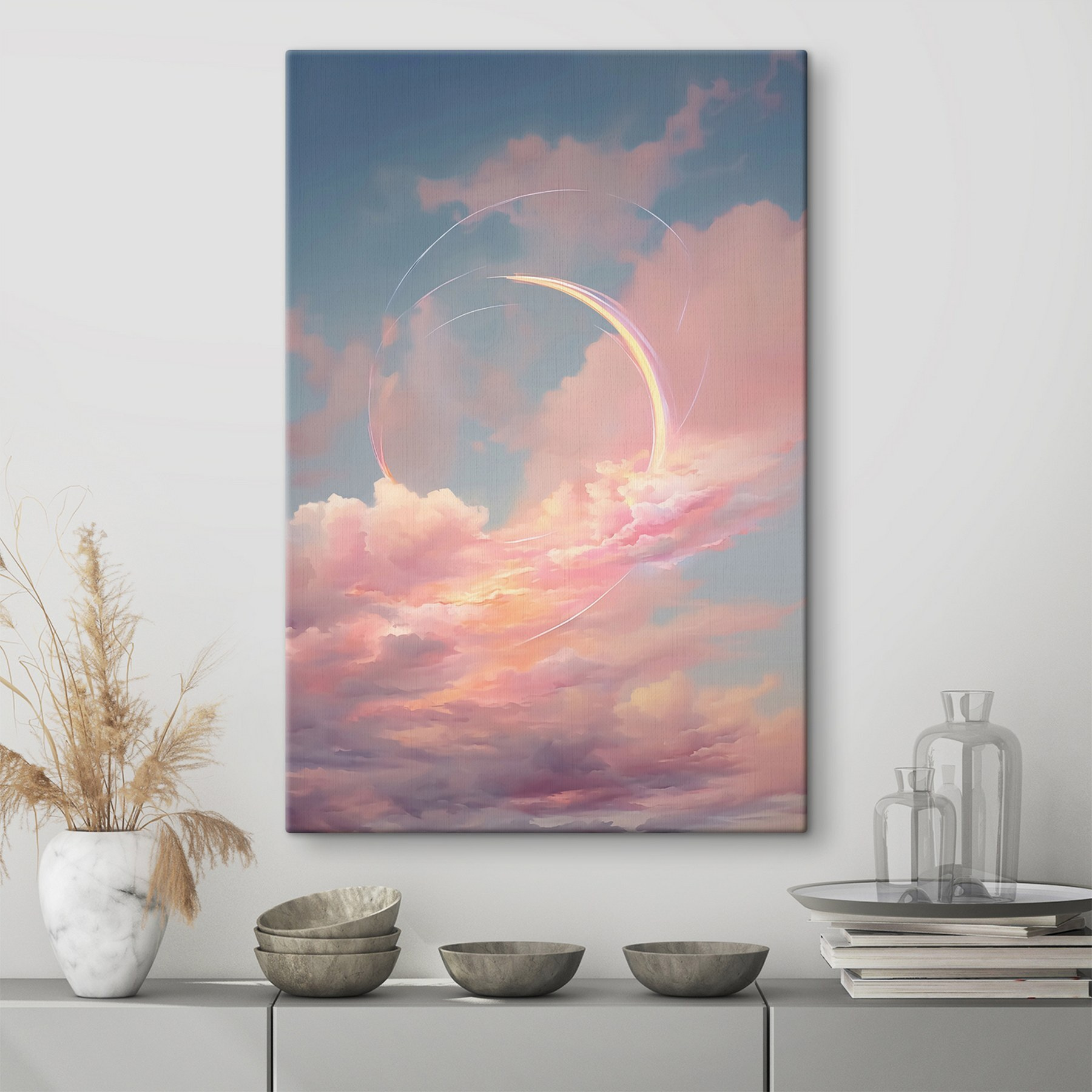 Pink clouds in the sky