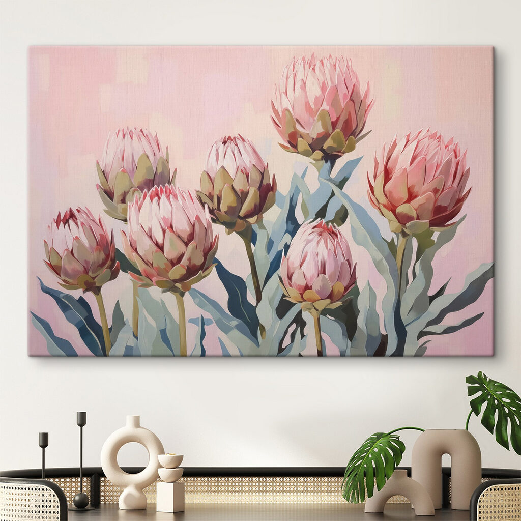 Painting of flowers on a pink background Painting of flowers on a pink background