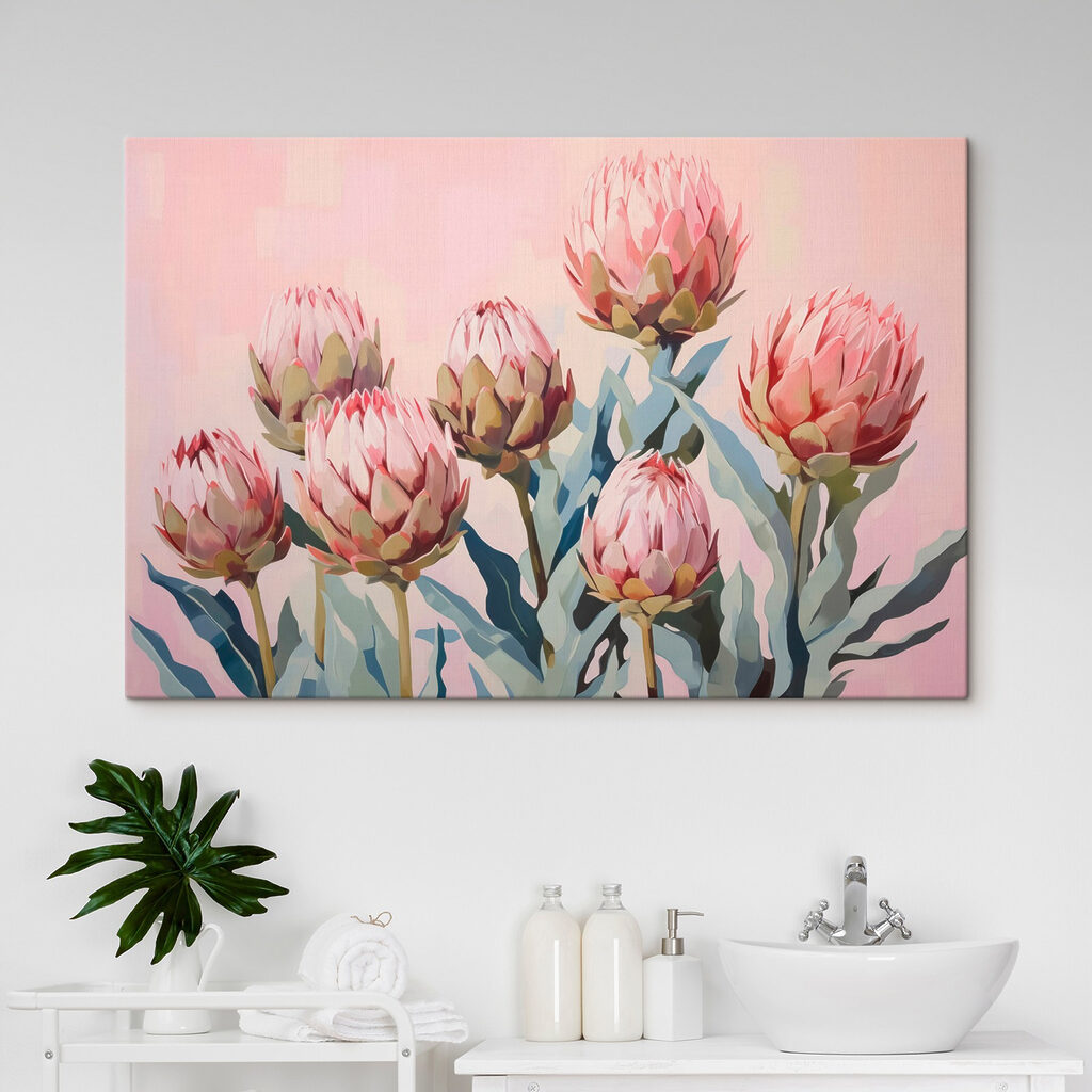 Painting of flowers on a pink background Painting of flowers on a pink background