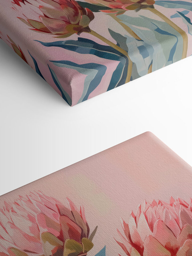 Painting of flowers on a pink background Painting of flowers on a pink background