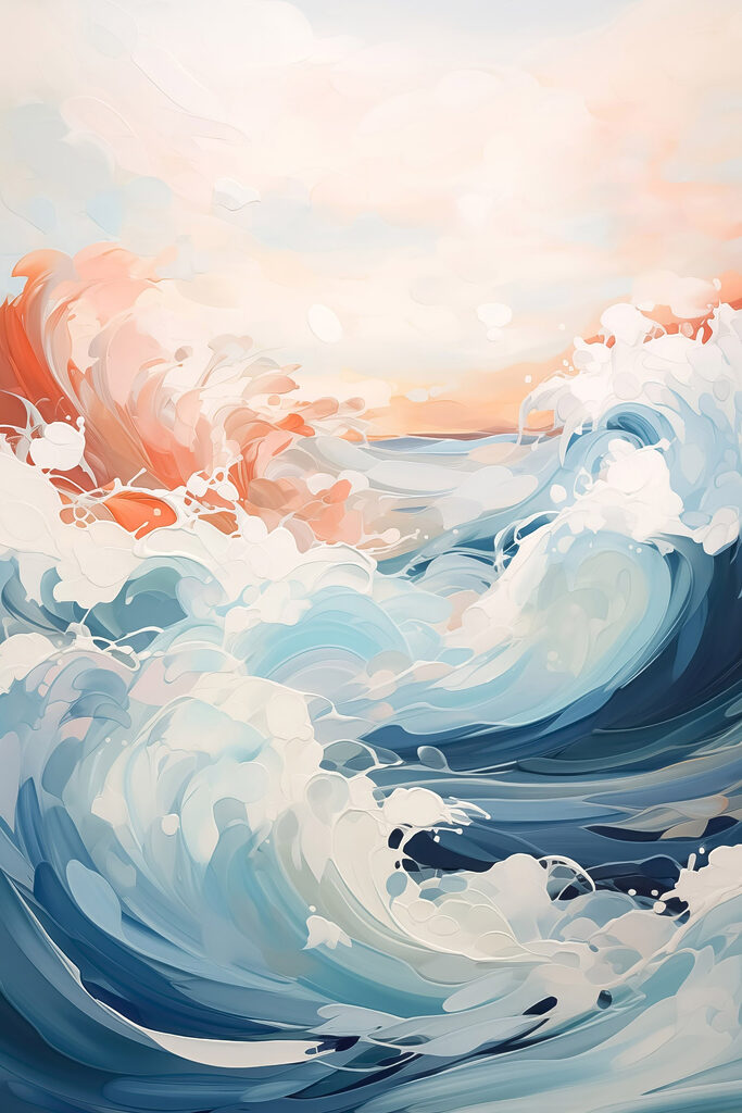 Painting of waves in the ocean Painting of waves in the ocean