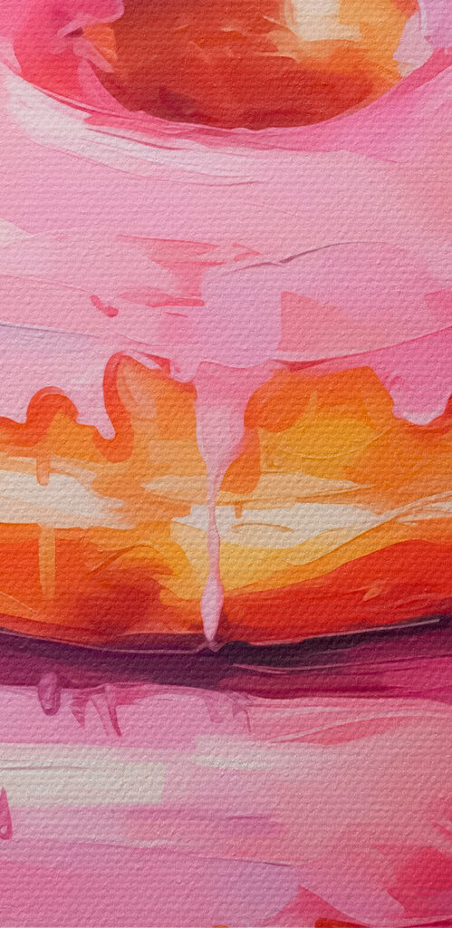 Two donuts with pink frosting