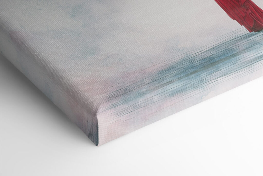 Man standing in front of a large face Man standing in front of a large face