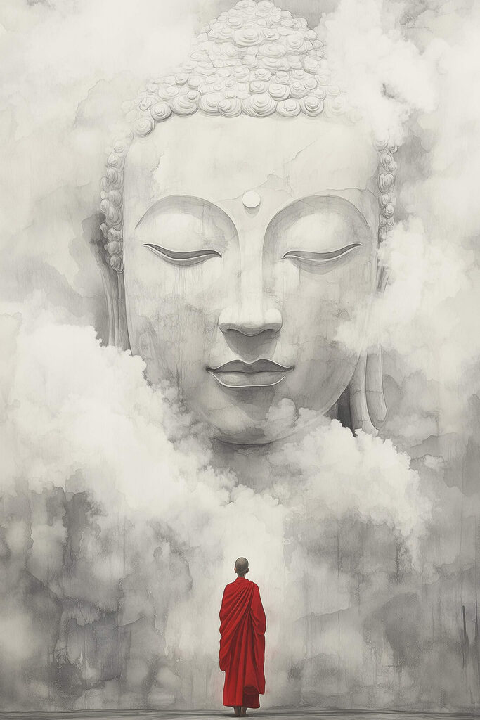 Man standing in front of a large statue