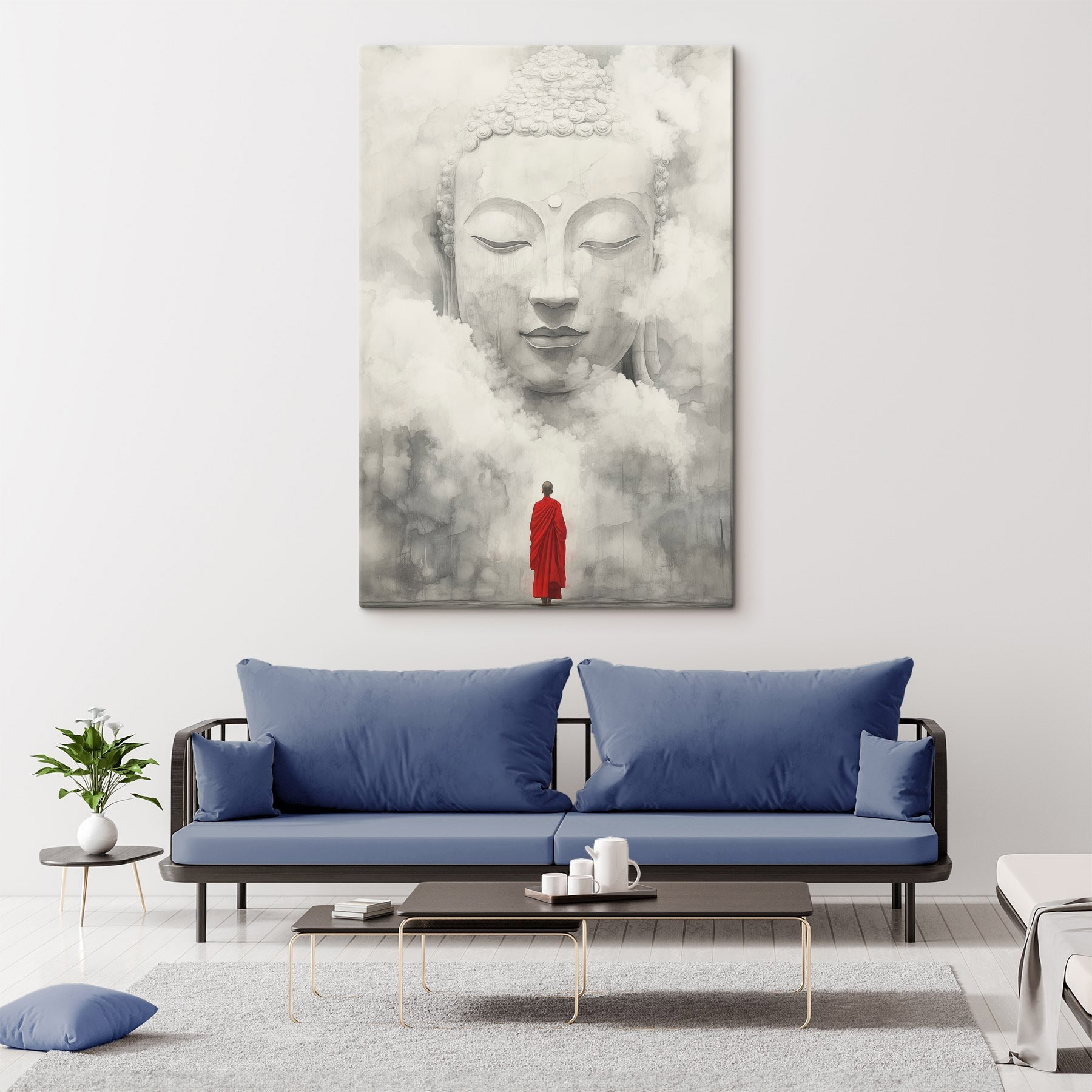 Man standing in front of a large statue