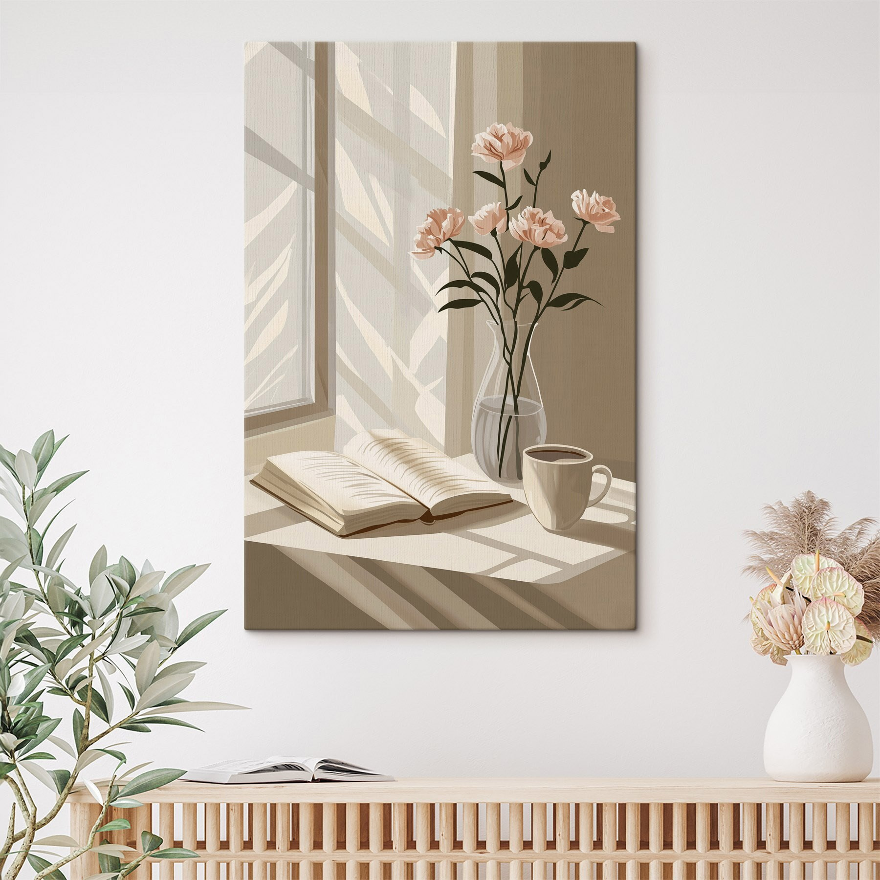 Book and a vase with flowers Book and a vase with flowers