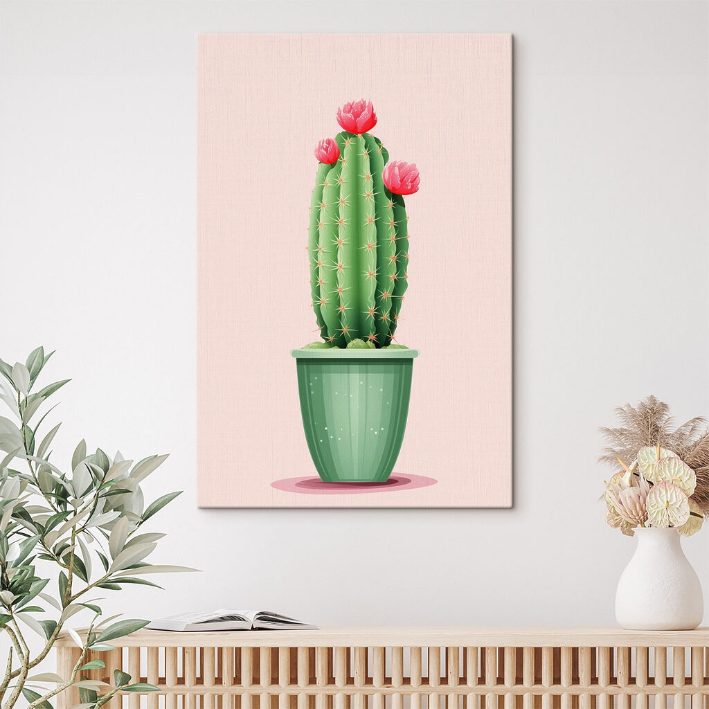 Cactus with flowers in a pot