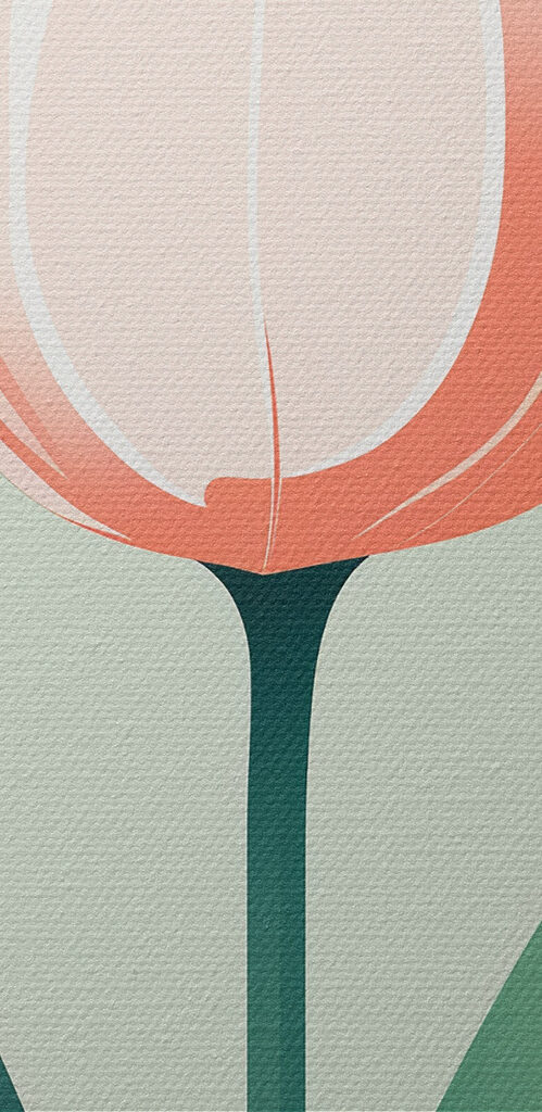 Pink flower with green leaves