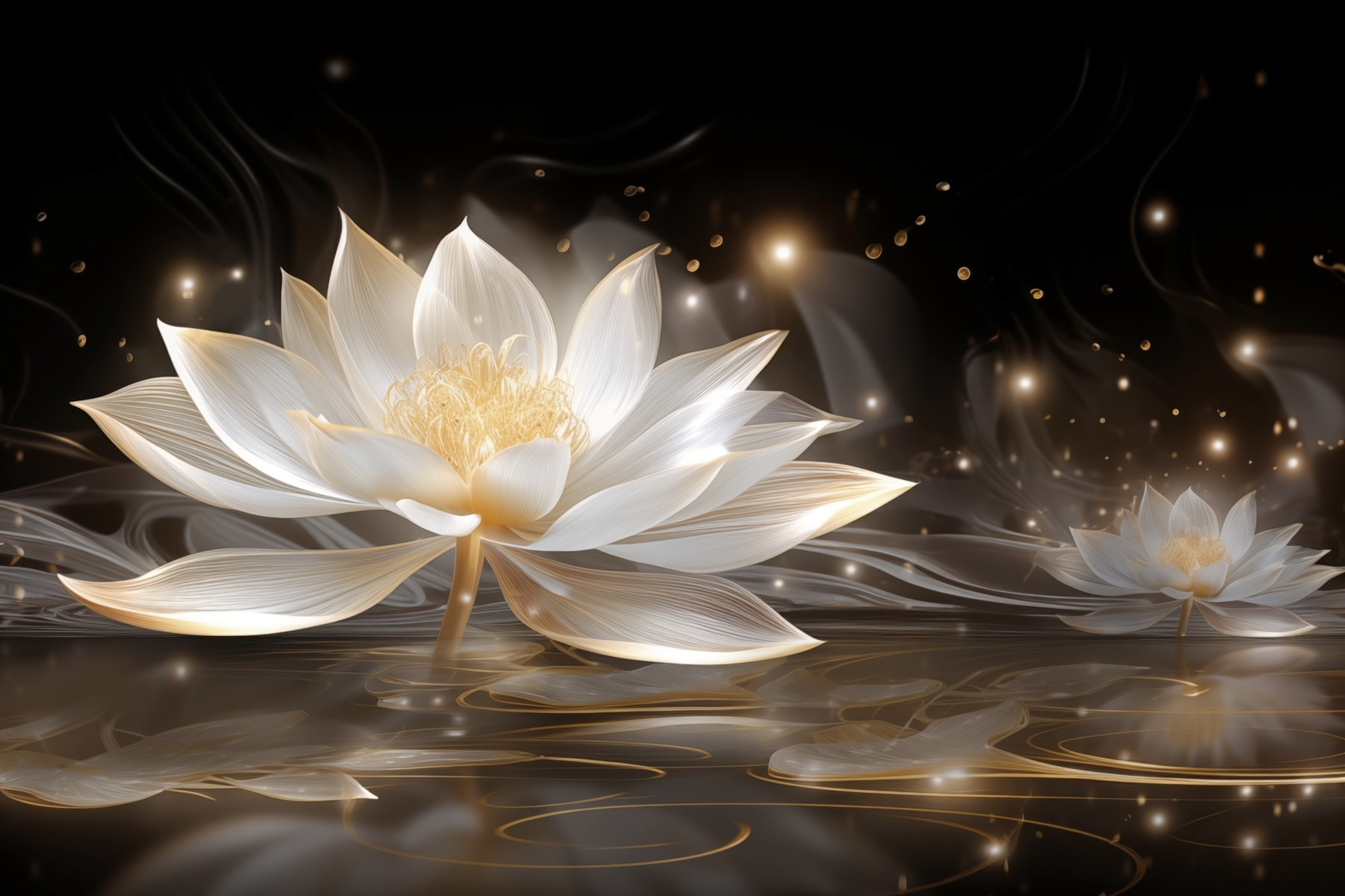 White flower in water White flower in water