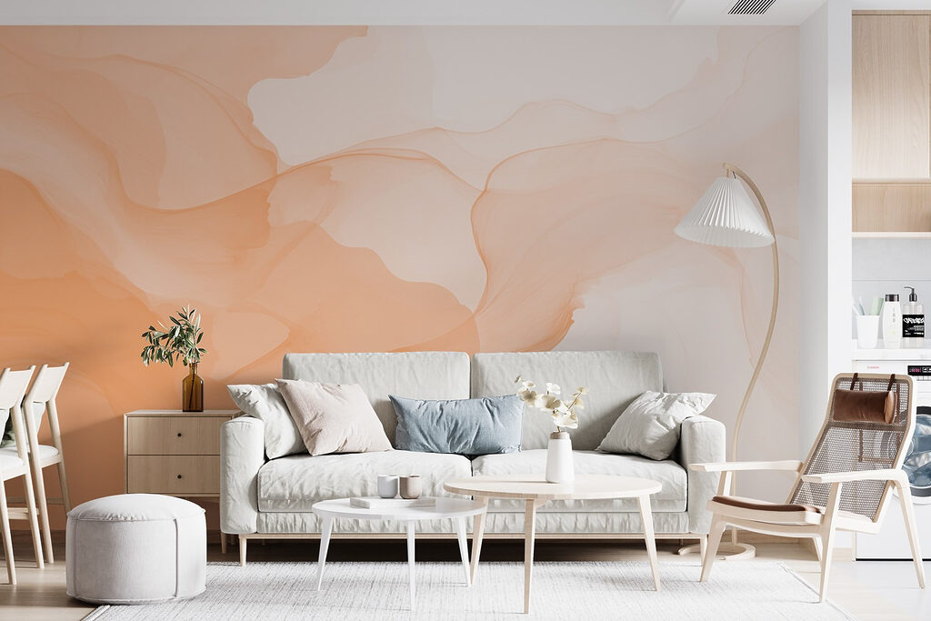 Soft waves of warm hues blend Soft waves of warm hues blend