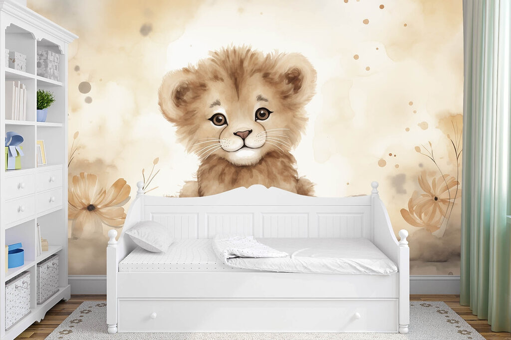 Watercolor of a lion cub