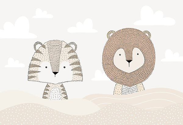 Lev a tiger v púšti Lev a tiger v púšti