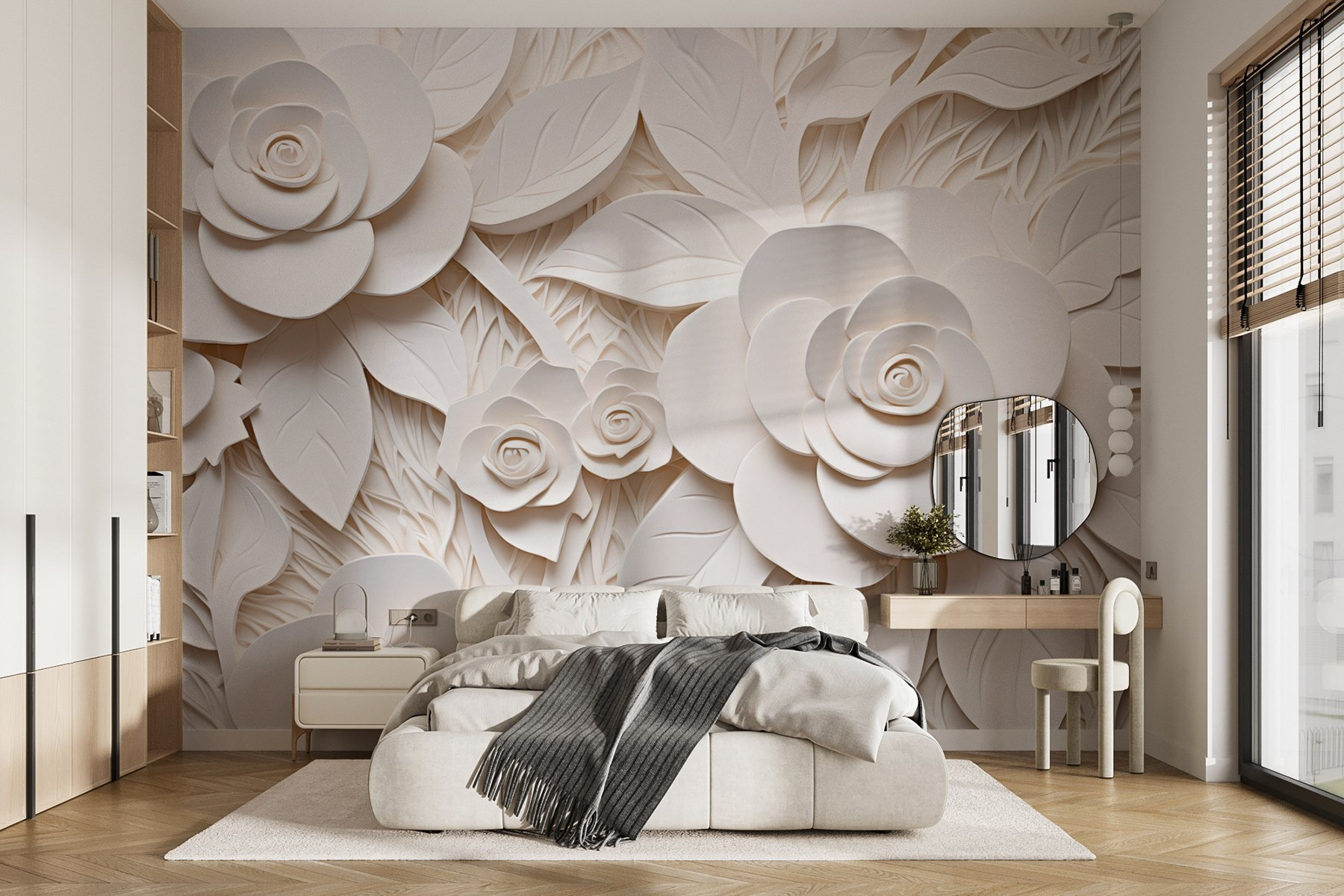 White paper flowers and leaves White paper flowers and leaves