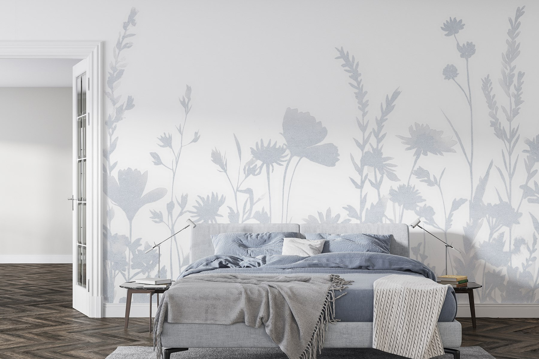 White flower silhouettes