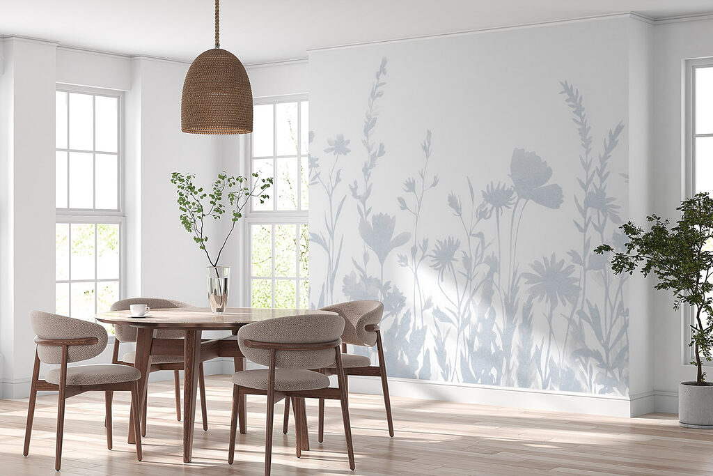 White flower silhouettes