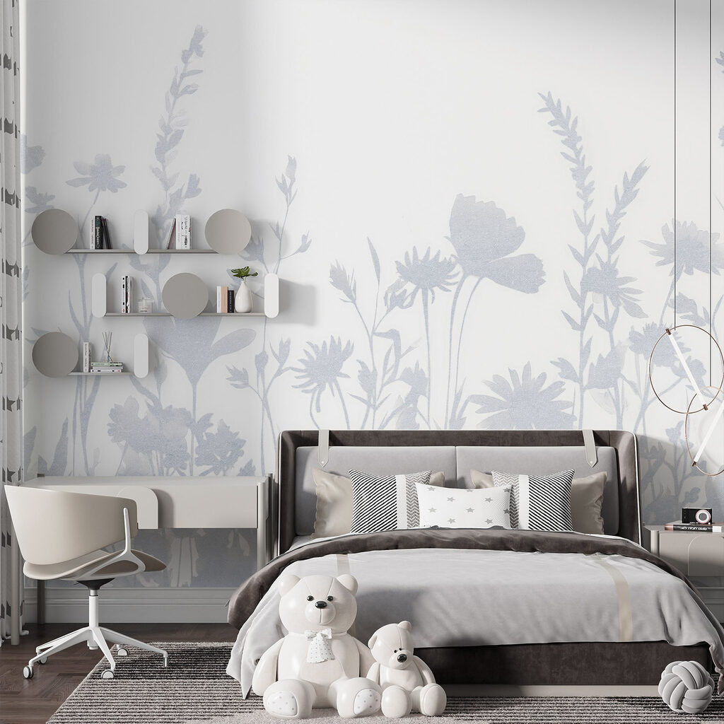 White flower silhouettes